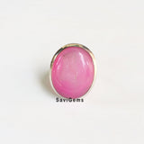 Druzy Pink Sterling Silver Ring