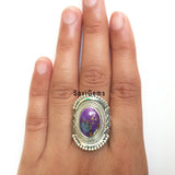 Purple Copper Turquoise Tribal Sterling Silver Ring