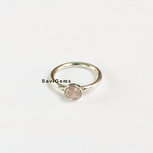 Rose Quartz Stacking Sterling Silver Ring