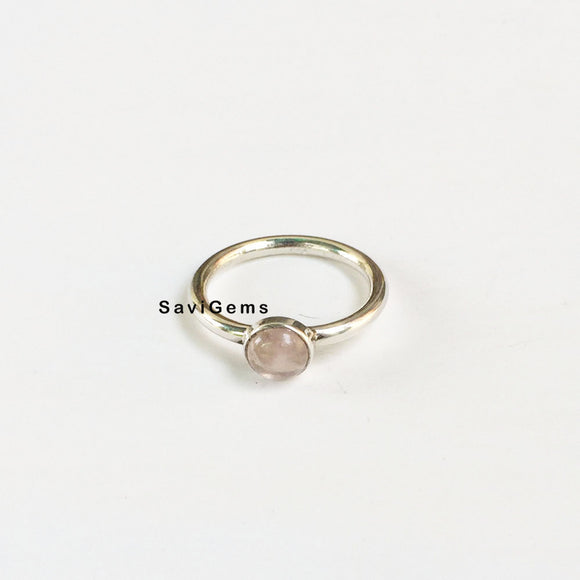 Rose Quartz Stacking Sterling Silver Ring