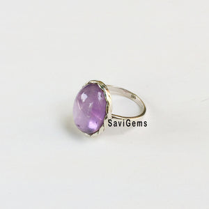 Amethyst Oval Sterling Silver Ring
