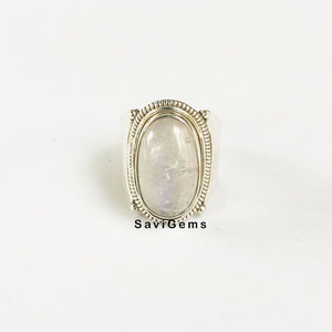 Rainbow Moonstone Sterling Silver Ring