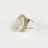 Rainbow Moonstone Sterling Silver Ring