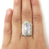 Rainbow Moonstone Sterling Silver Ring