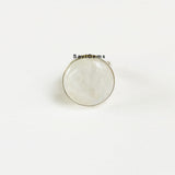 Rainbow Moonstone Round Sterling Silver Ring