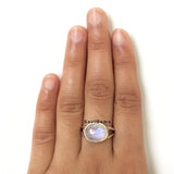 Rainbow Moonstone Sterling Silver Ring