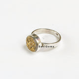 Silver & Gold Druzy Sterling Silver Ring