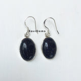 Blue Sunstone Oval Sterling Silver Earring