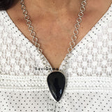 Black Onyx Facetted Silver Necklace