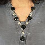 Black Onyx & Citrine Sterling Silver Necklace