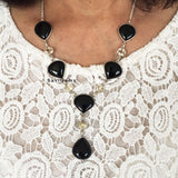 Black Onyx & Citrine Sterling Silver Necklace