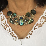 Labradorite & Citrine Sterling Silver Necklace