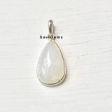 Rainbow Moonstone Tear Drop Sterling Silver Pendant