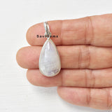 Rainbow Moonstone Tear Drop Sterling Silver Pendant