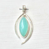 Aqua Chalcedony Movable Sterling Silver Pendant