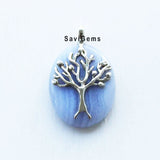 Blue Lace Agate Sterling Silver Pendant