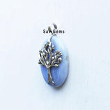 Blue Lace Agate Sterling Silver Pendant