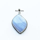 Blue Lace Agate Sterling Silver Pendant