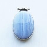 Blue Lace Agate Oval Sterling Silver Pendant