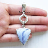 Blue Lace Agate Pointer Sterling Silver Pendant