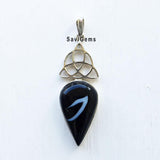 Banded Agate Triquetra Knot Sterling Silver Pendant