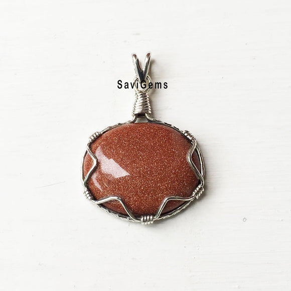 Golden Sunstone Sterling Silver Pendant