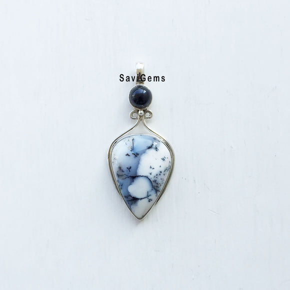 Merlinite Agate Sterling Silver Pendant