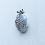Merlinite Agate Tree of Life Sterling Silver Pendant