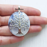 Merlinite Agate Tree of Life Sterling Silver Pendant
