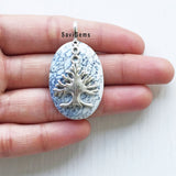 Merlinite Agate Tree Sterling Silver Pendant