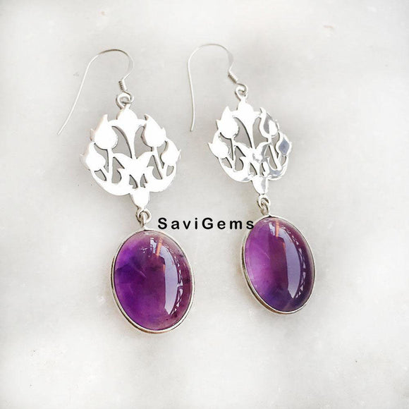 Amethyst Flower Sterling Silver Earring