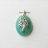 Aqua Chalcedony Leafy Tree Sterling Silver Pendant