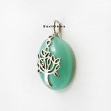 Aqua Chalcedony Leafy Tree Sterling Silver Pendant