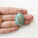 Aqua Chalcedony Leafy Tree Sterling Silver Pendant