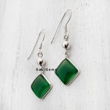 Green Onyx Ball Sterling Silver Earring