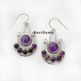 Amethyst Crescent Moon Sterling Silver Earring