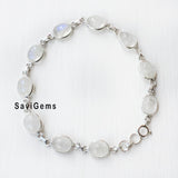 Rainbow Moonstone Oval Sterling Silver Bracelet