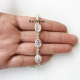 Rainbow Moonstone Oval Sterling Silver Bracelet