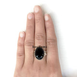 Black Onyx Leaf Sterling Silver Ring