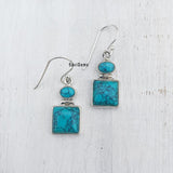 Turquoise Square Sterling Silver Earring