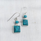 Turquoise Square Sterling Silver Earring