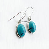 Turquoise Casual Oval Sterling Silver Earring