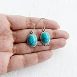Turquoise Casual Oval Sterling Silver Earring