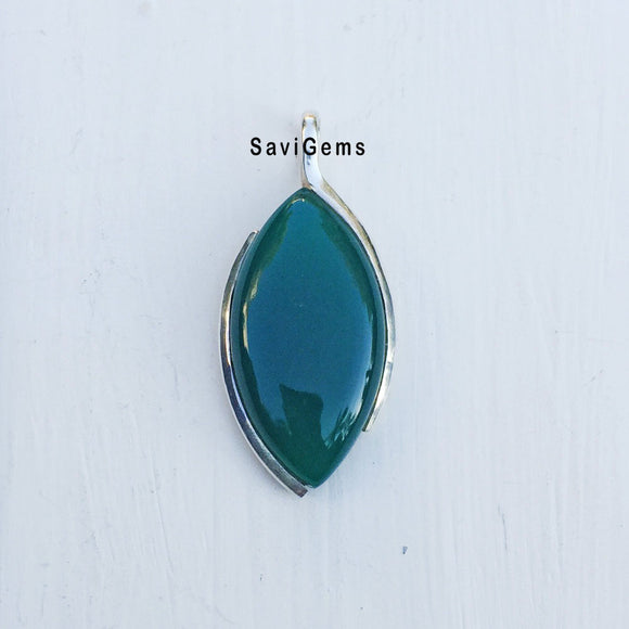 Green Onyx Marquise Sterling Silver Pendant