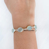 Aqua Chalcedony Sterling Silver Bracelet