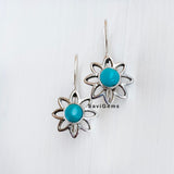Turquoise Flower Sterling Silver Earring