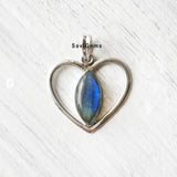 Labradorite Heart Sterling Silver Pendant