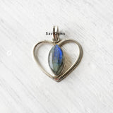 Labradorite Heart Sterling Silver Pendant