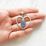 Labradorite Heart Sterling Silver Pendant