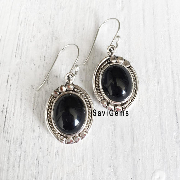 Black Onyx Sterling Silver Earring